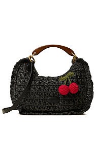 Сумка из рафии с вязаным декором