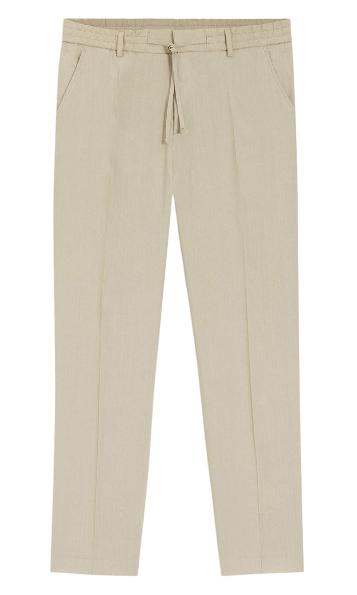 HUGO BOSS: Зауженные брюки из льна