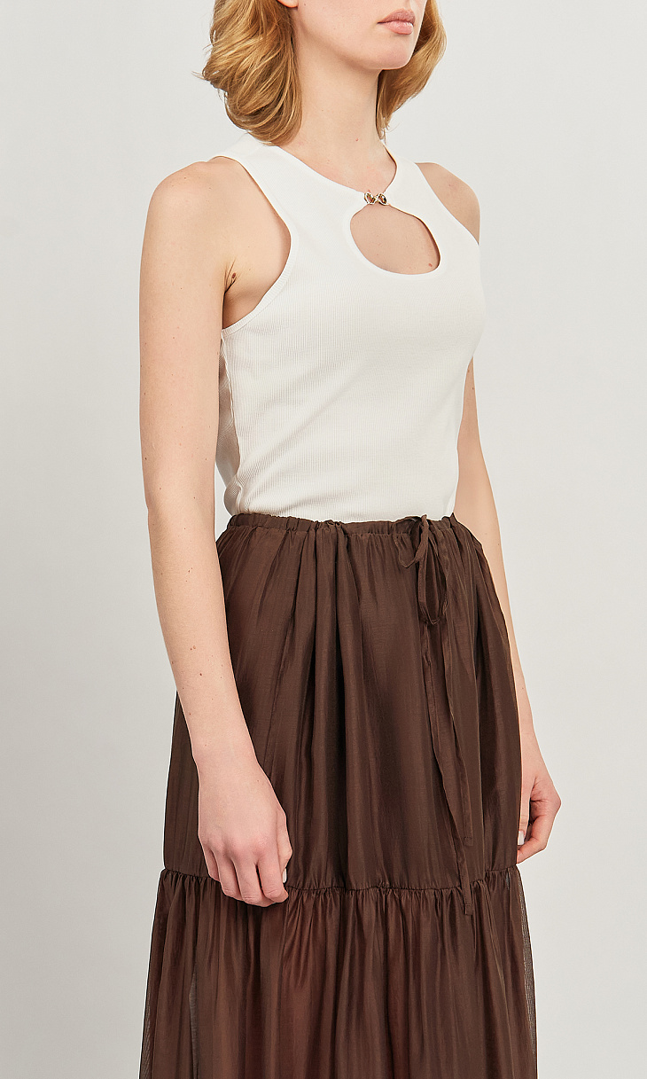 TWINSET: Топ в рубчик с декором